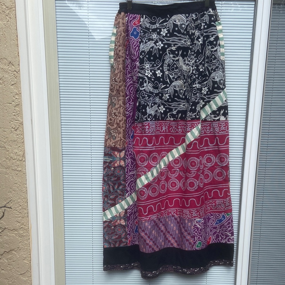Batik Wax Process Hand dyed/Sewn Maxi Skirt Java Large Tall